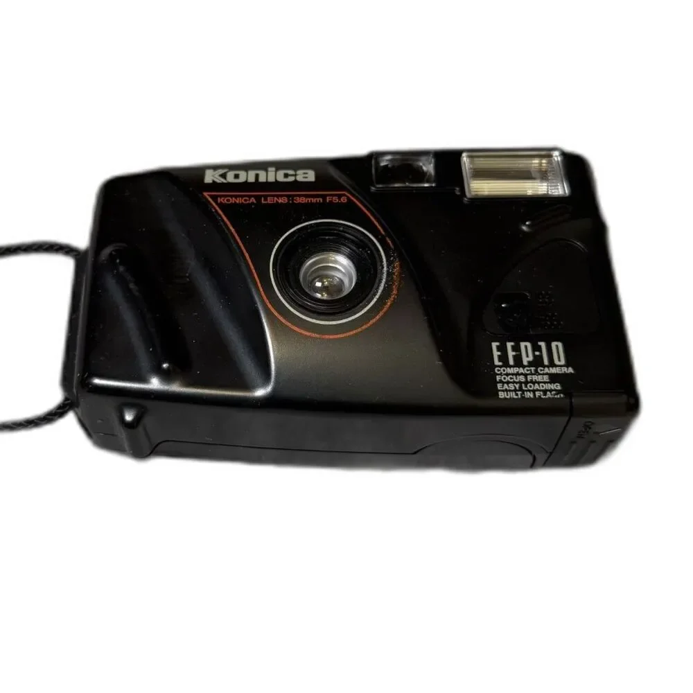 Vintage Konica EFP-10 35mm Point & Shoot Film Camera Flash Case Manual Black